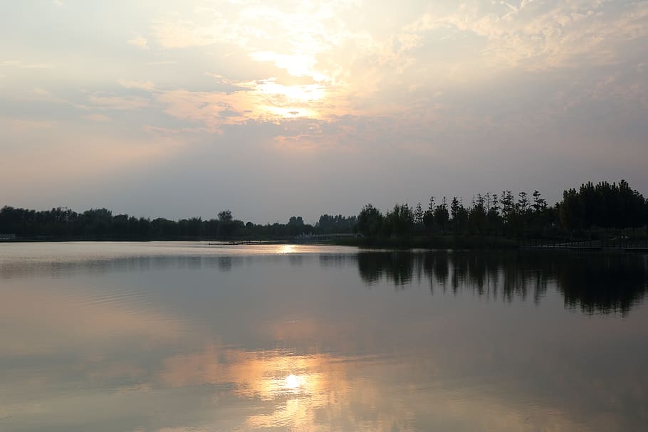 sunset, the water, reflection, tranquility, beauty in nature HD wallpaper