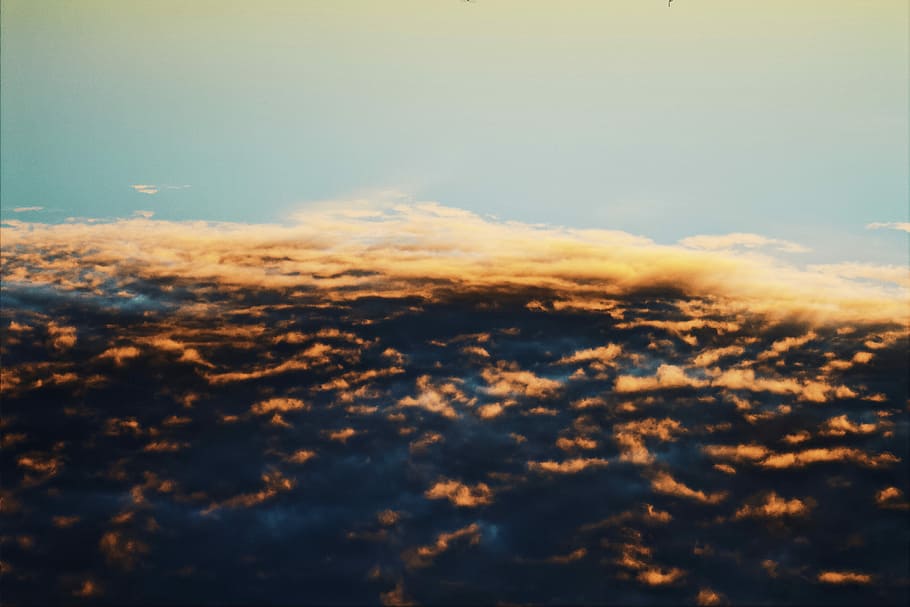 aerial photo of cumulus clouds, sky, landscape, sun, cloud - sky HD wallpaper
