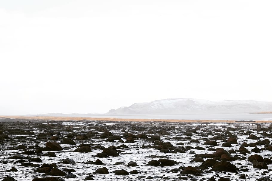The Black Beach - Reynisfjara, landscape photo of jagged rock on body of water HD wallpaper