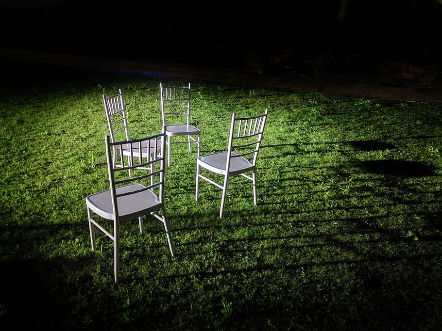 chair, light, night, design, lawn, grass, green color, no people HD wallpaper