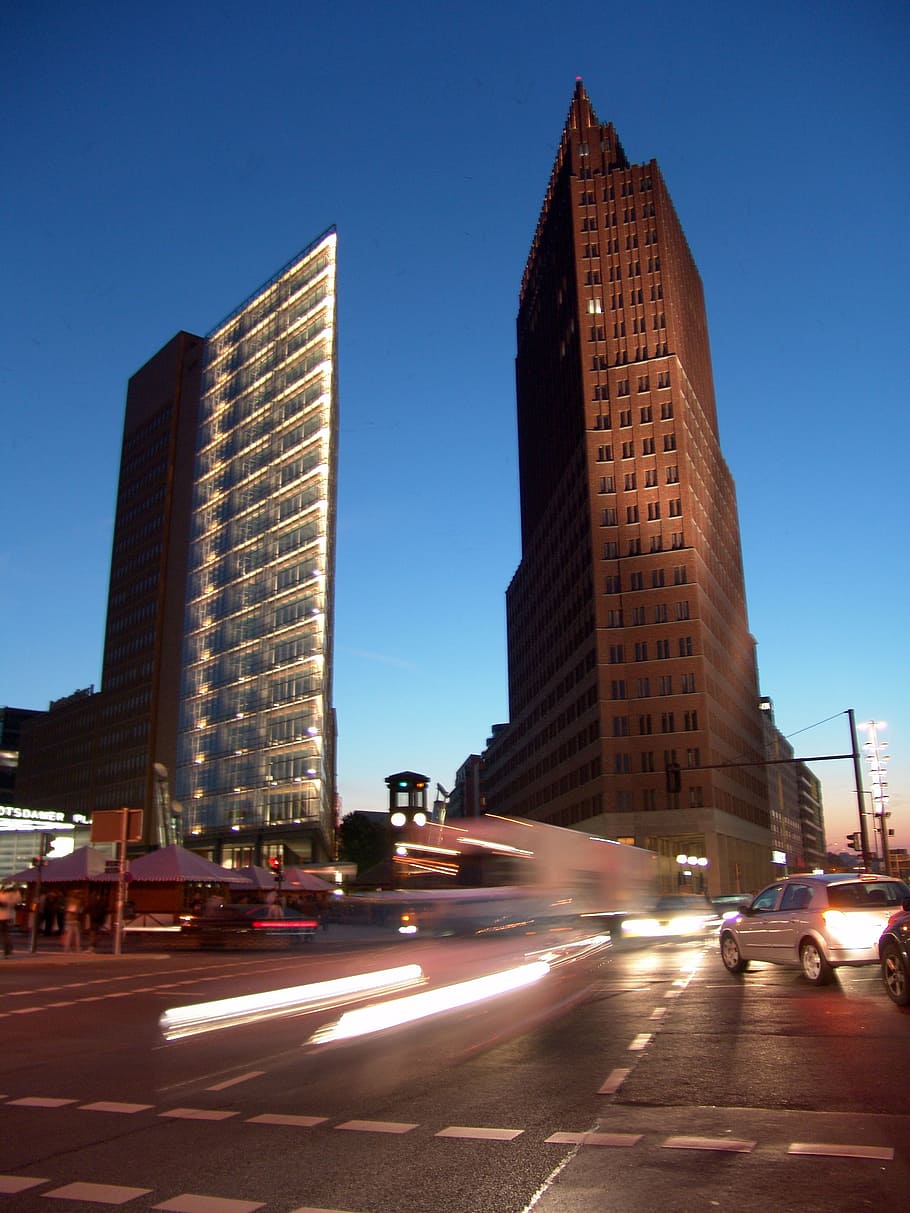 potsdam place, berlin, skyscraper, city, building exterior HD wallpaper