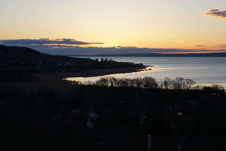 Balaton, Morning, Clouds, Lake, Water, beach, coast, skies HD wallpaper