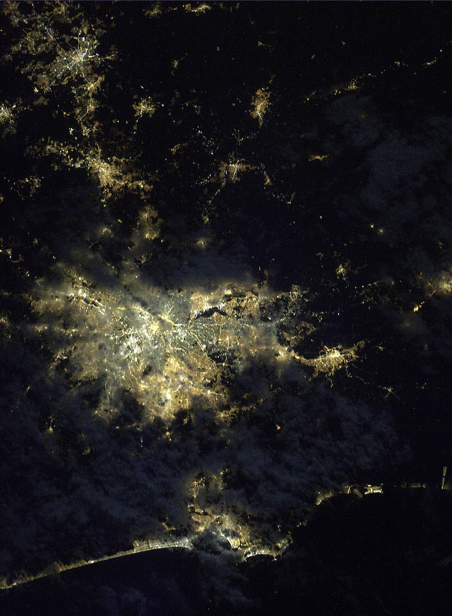 Satellite View of the Greater São Paulo at night, brazil, photo, HD wallpaper