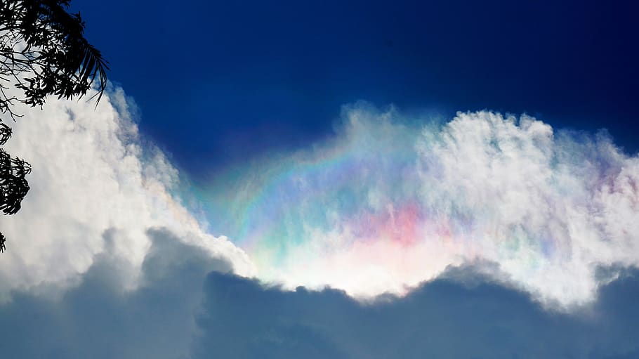 sky, rainbow, clouds, nature, cloud - sky, multi colored, low angle view HD wallpaper
