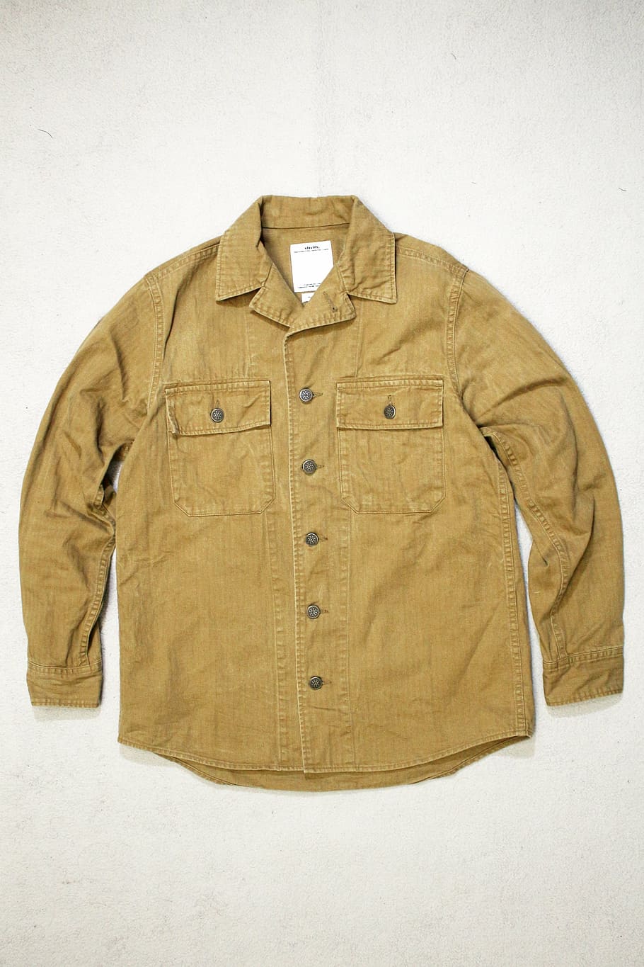 shirts, things, top view, cody, tidy, mustard color, if, herringbone HD wallpaper