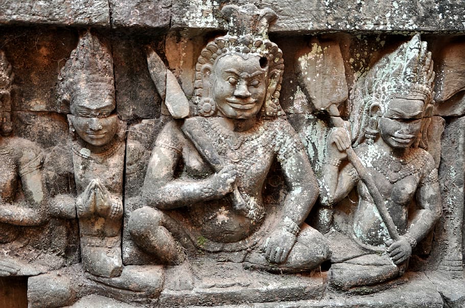 angkor, hinduism, faces, temple complex, history, sculpture HD wallpaper