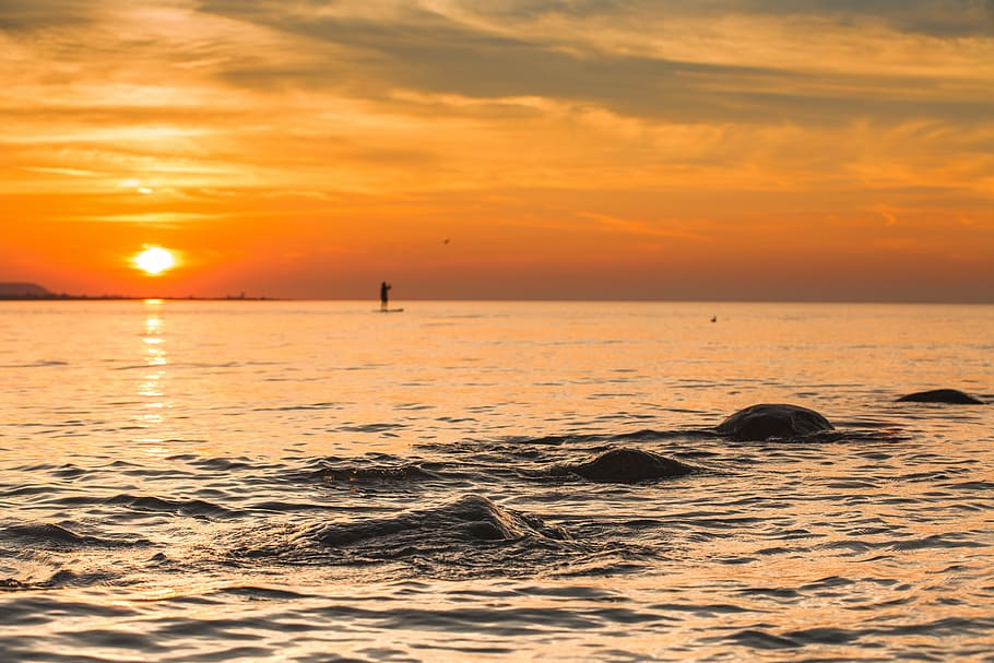 wasaga, shoreline, sunset, sky, water, sea, beauty in nature HD wallpaper