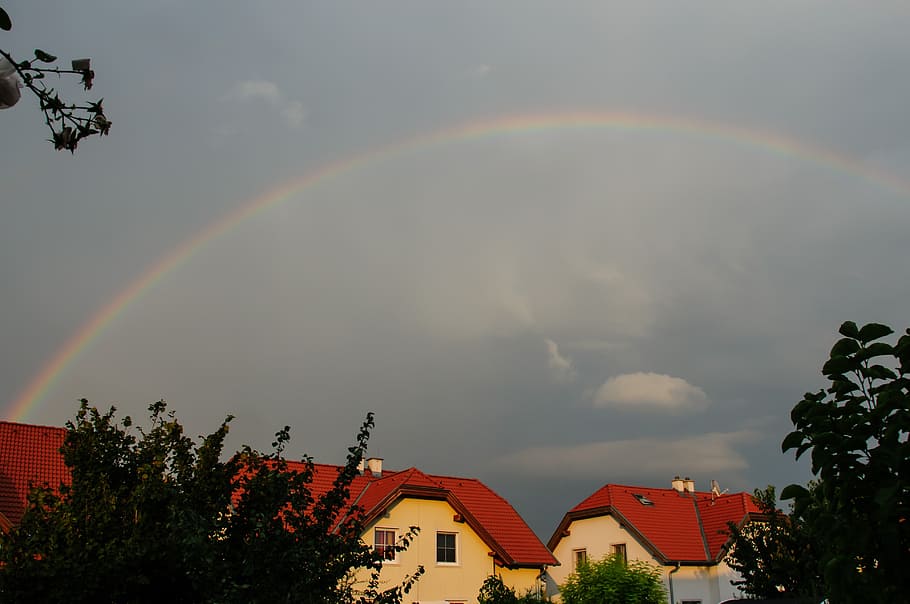 rainbow, mood, nature, sky, clouds, weather, natural phenomenon HD wallpaper