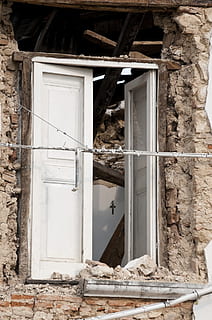 earthquake, rubble, collapse, disaster, house, roads, onna HD wallpaper
