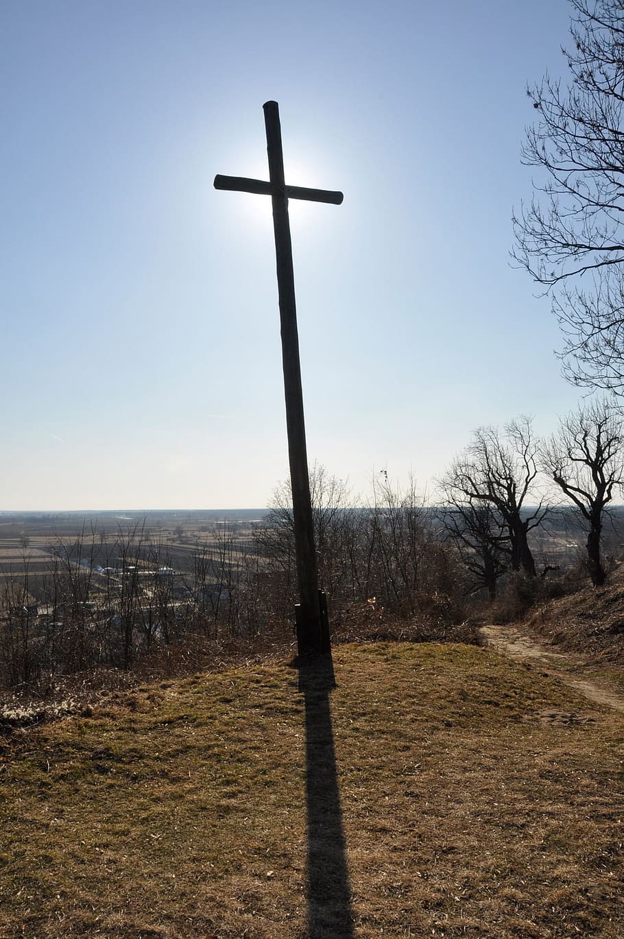 cross, hill, sun, sky, view, religion, dom, god, jesus, faith HD wallpaper
