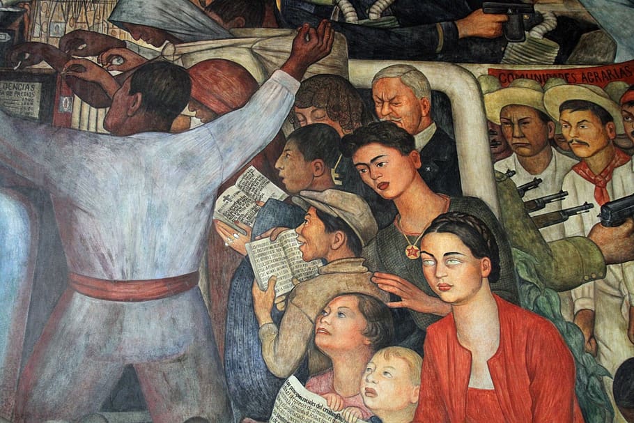 mural, diego, rivera, mexican, artist, famous, group of people