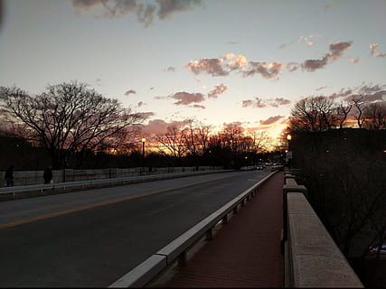 Bridge, Sunset, Winter, Washington Dc, p street, potomac river HD wallpaper