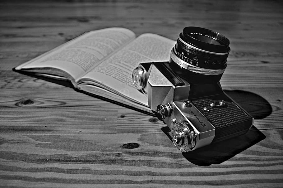 book, zenith, analog, mood, reading, black and white, lens HD wallpaper