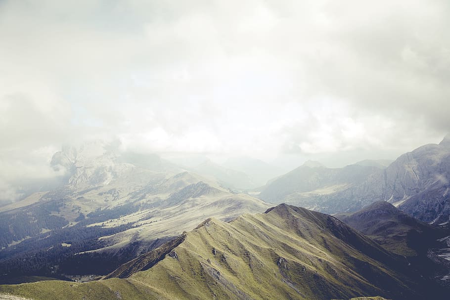 Mountain Peek during Daytime, landscape, mountain range, mountains HD wallpaper