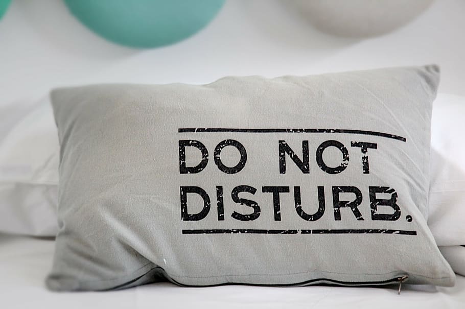 grey do not disturb-printed bed pillow, break, rest, relaxation, HD wallpaper
