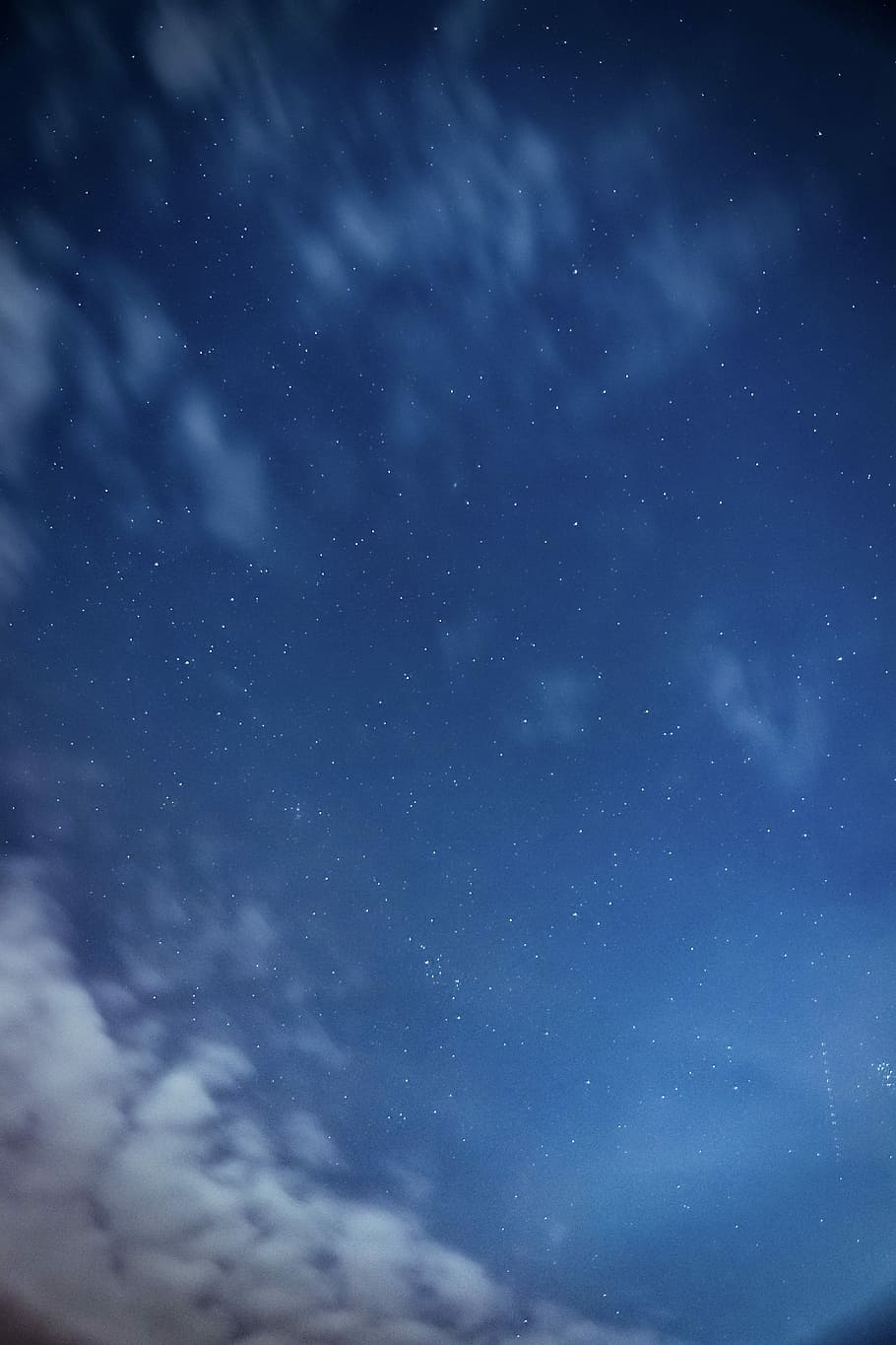 photo of blue sky covered with clouds, blue night sky with stars HD wallpaper
