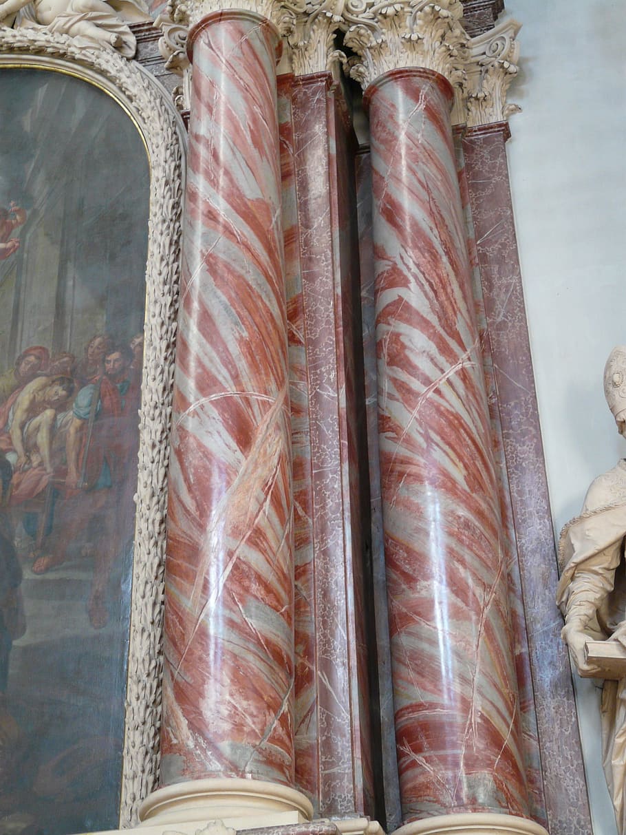 columnar, red, marble, dom, st stephan, passau, baroque, bishop church HD wallpaper