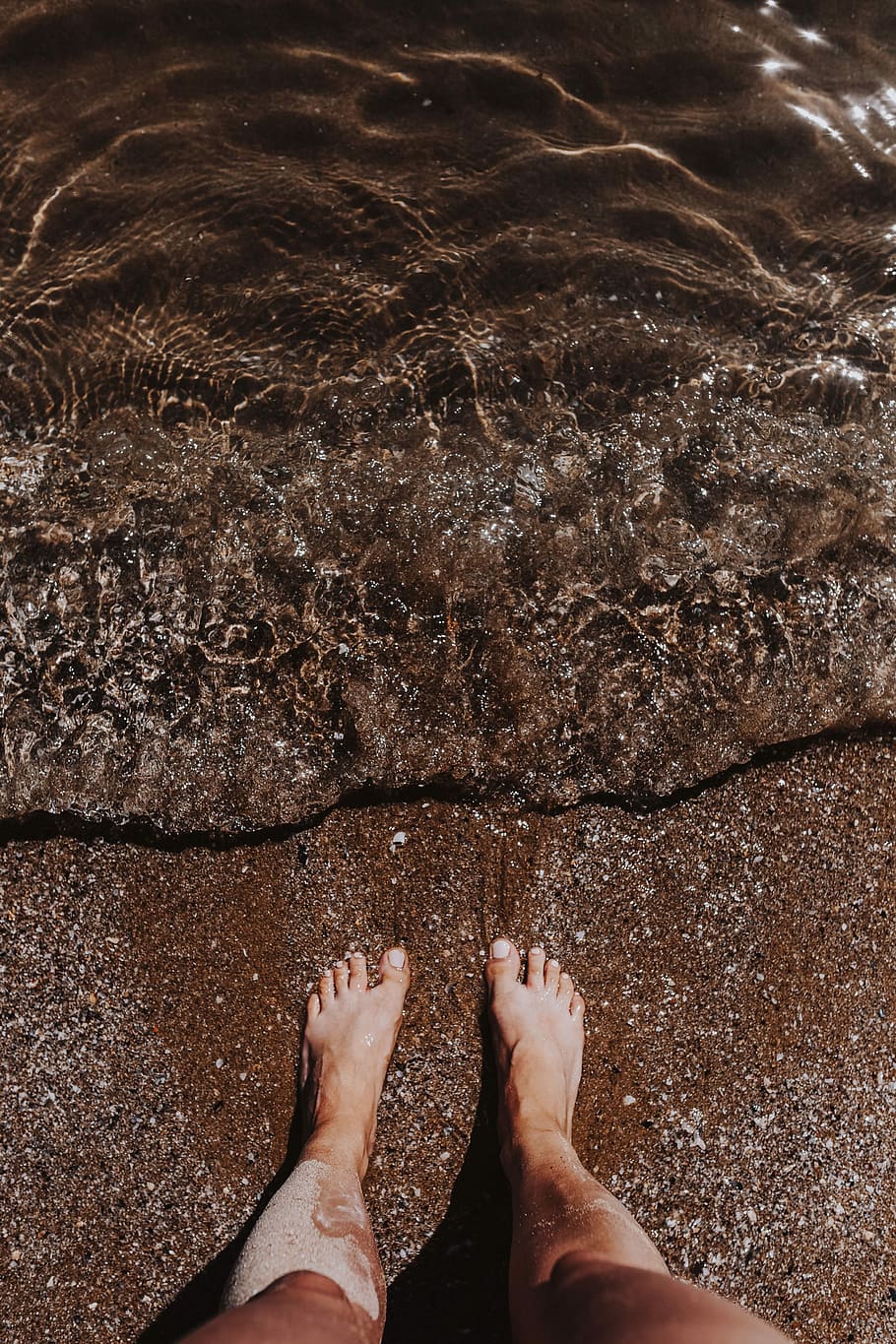 Female legs in the sand, beach, caucasian, ocean, person, sea, HD wallpaper