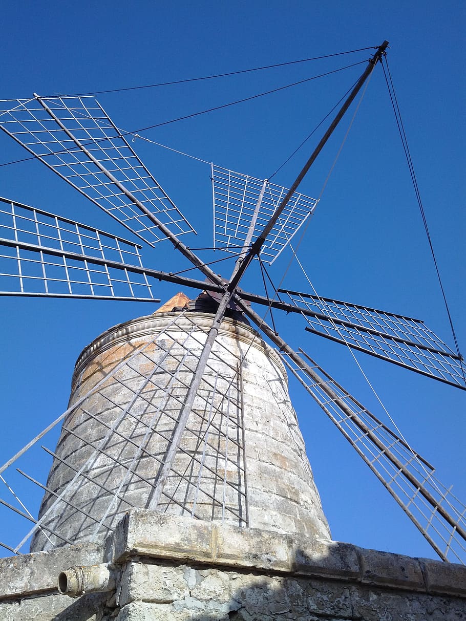 drills, mill, wind, saline, sky, sicily, work, architecture HD wallpaper