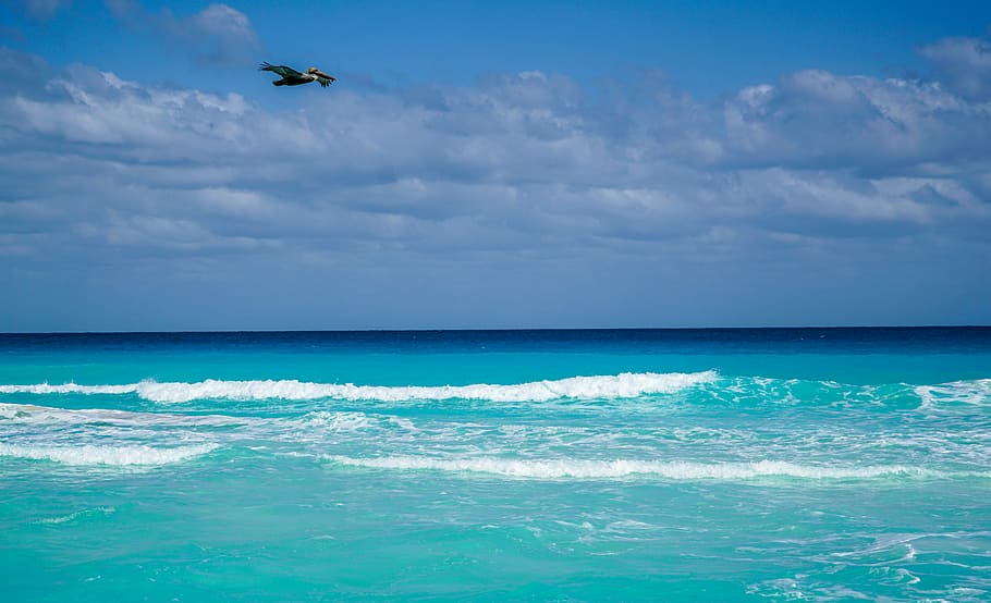 landscape photography of ocean, Cancun, Mexico, Mexico, Beach, HD wallpaper