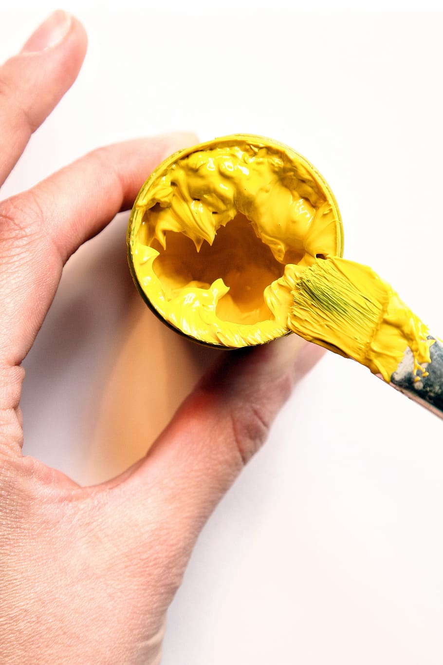 Color, Paint, Yellow, Hand, Brush, the paint, human hand, human body part HD wallpaper