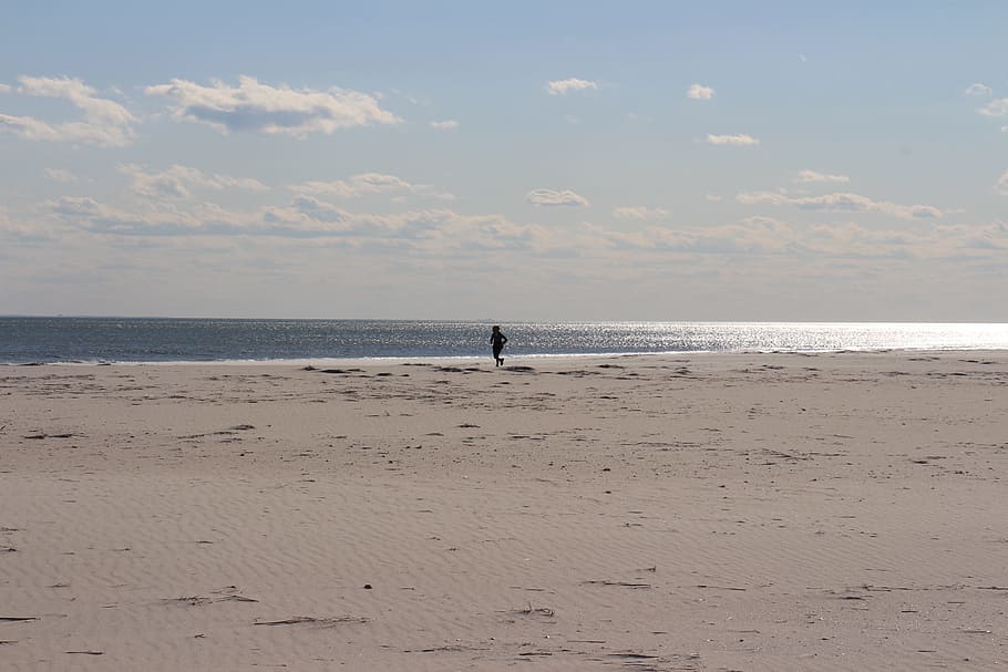 Beach, Winter, Runner, long distance, atlantic, ocean, sand HD wallpaper