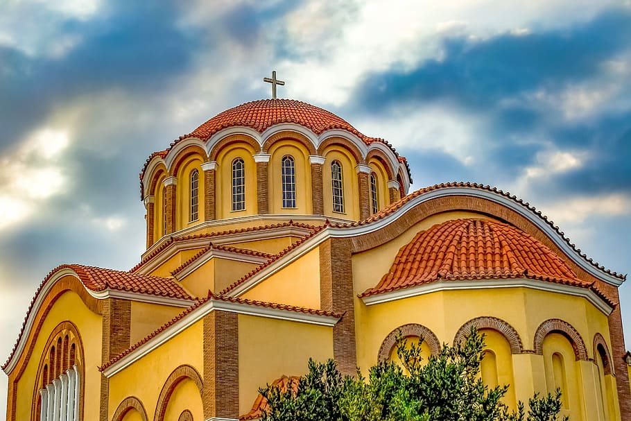 cyprus, paralimni, ayios dimitrios, church, orthodox, dome, HD wallpaper