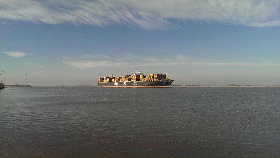 container ship, elbe, hamburg, shipping, water, nautical vessel HD wallpaper