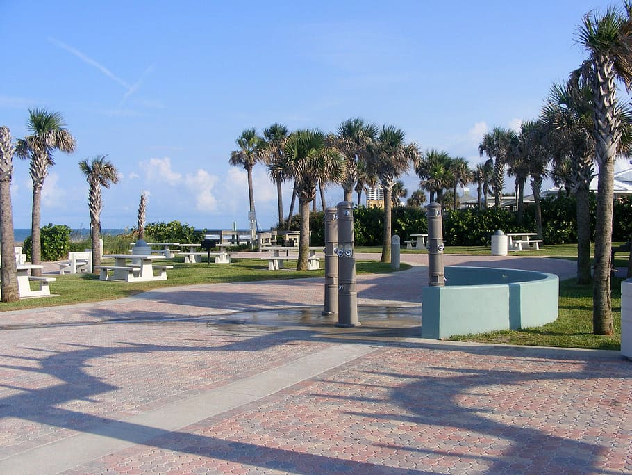 Frank Rendon Park with trees and Square in Daytona Beach Shores, Florida, HD wallpaper