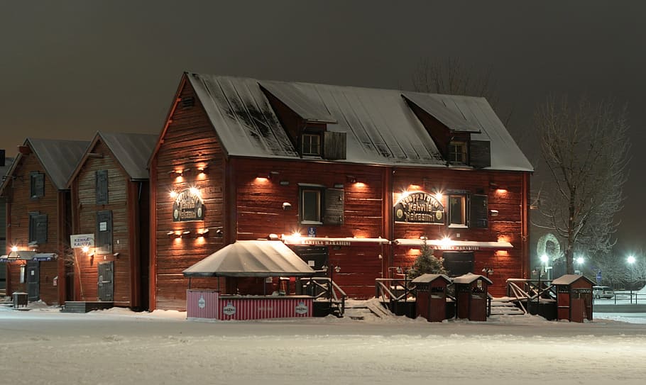 buildings, architecture, night, evening, winter, snow, ice HD wallpaper