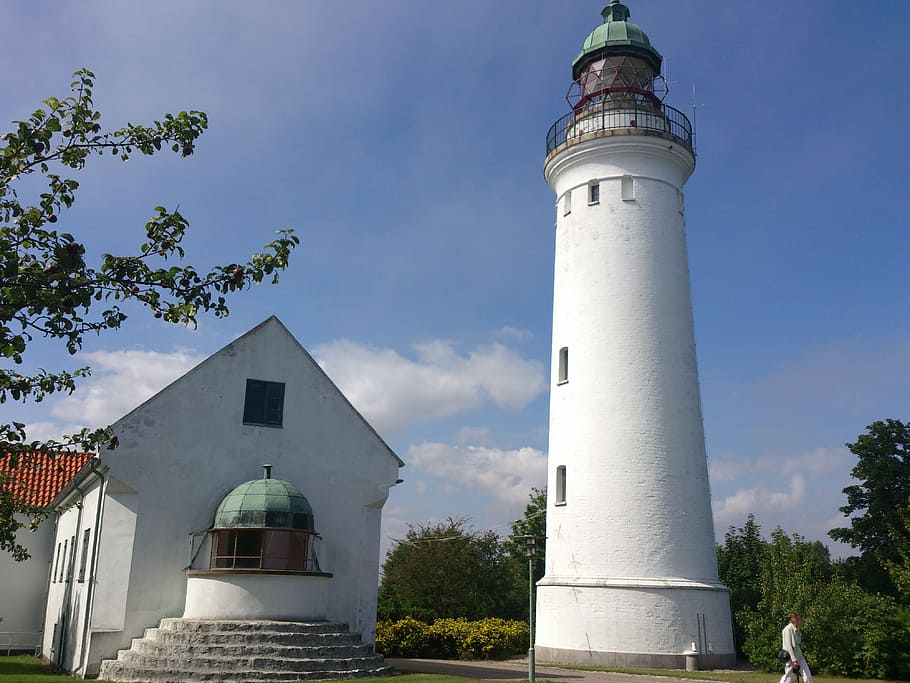 Old, Lighthouse, Building, White, denmark, tourism, tourists HD wallpaper