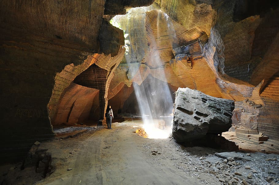 grey stone, Arizona Grand Canyon, rock, sunlight, sun rays, boulder HD wallpaper