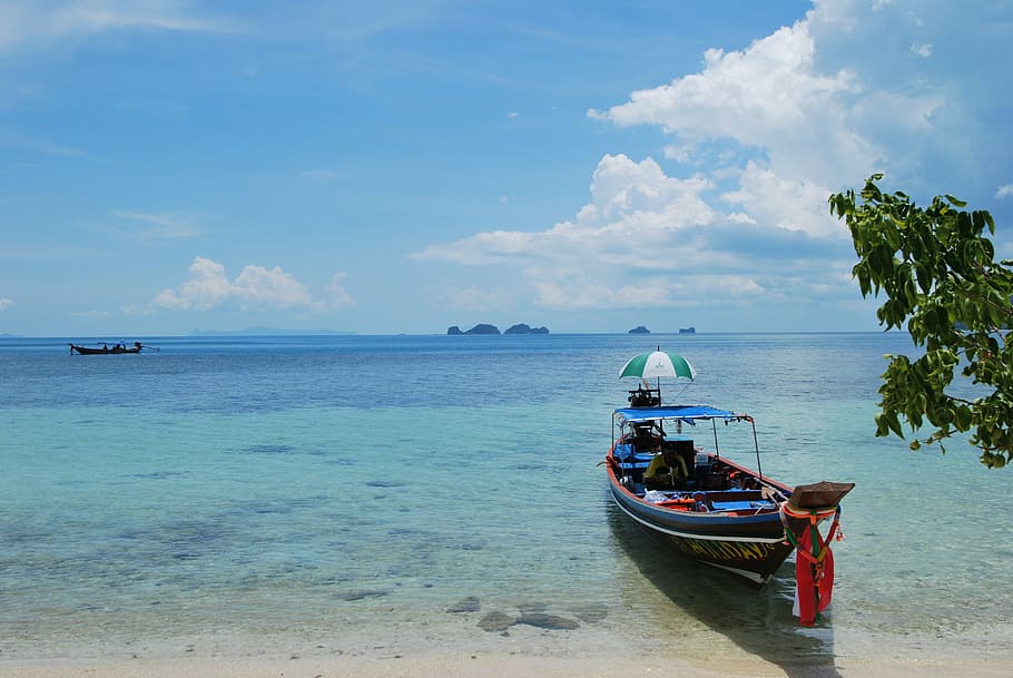 boot, beach, sea, nautical vessel, transportation, water, sky HD wallpaper