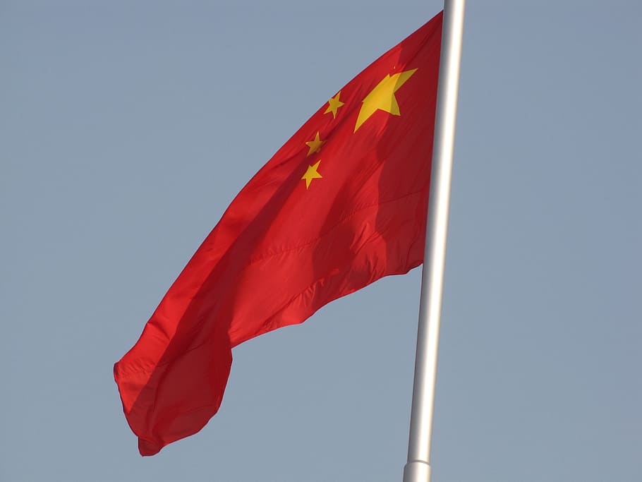 the chinese national flag, tiananmen square, beijing, red, patriotism