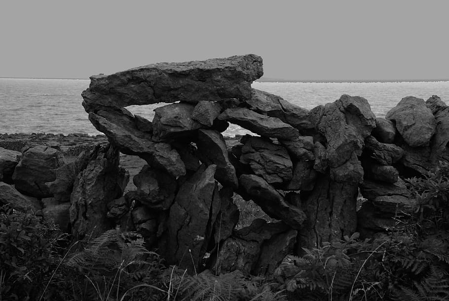 Ireland, Buren, Wall, pierre, dry stone wall, black and white