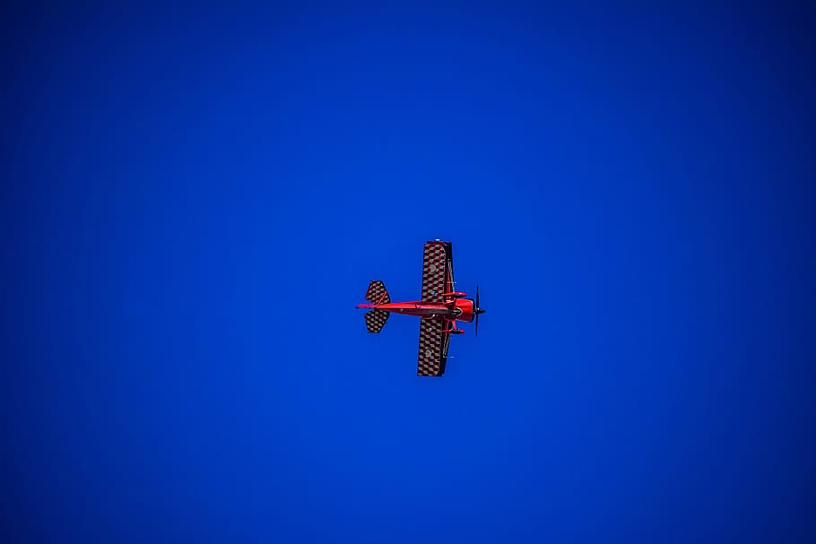 airshow, plane, old, blue, copy space, sky, clear sky, low angle view HD wallpaper
