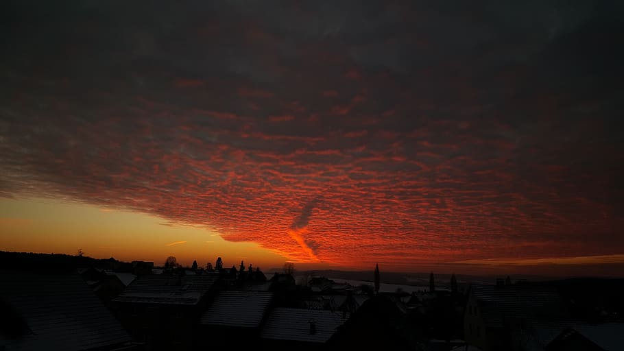 sunset, clouds, sky, evening sky, orange color, beauty in nature HD wallpaper