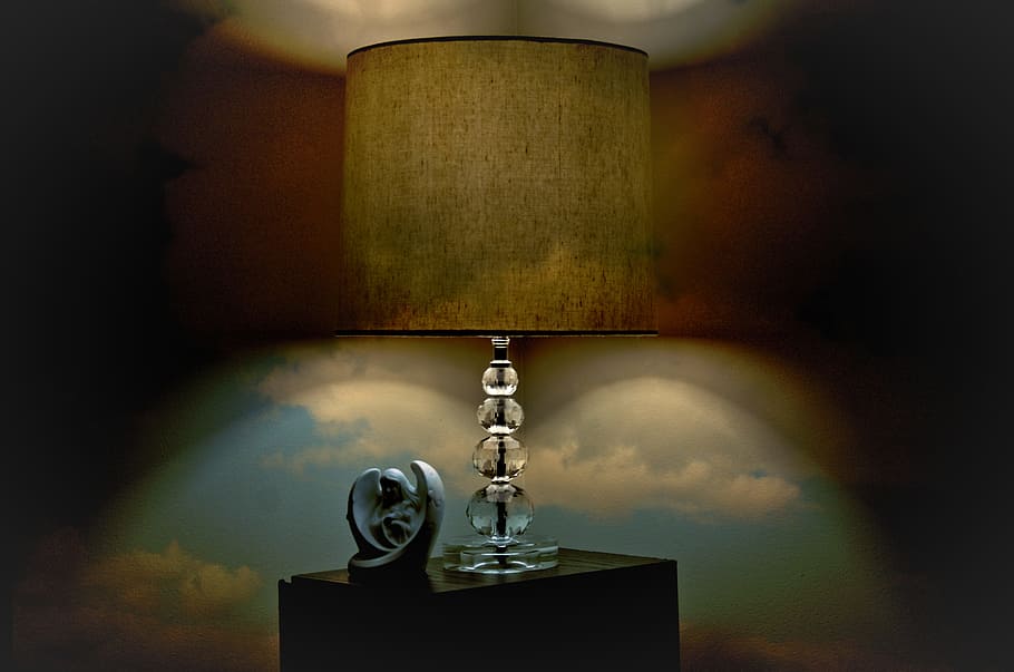 Clear and Brown Table Lamp, art, dark, light, no people, architecture HD wallpaper