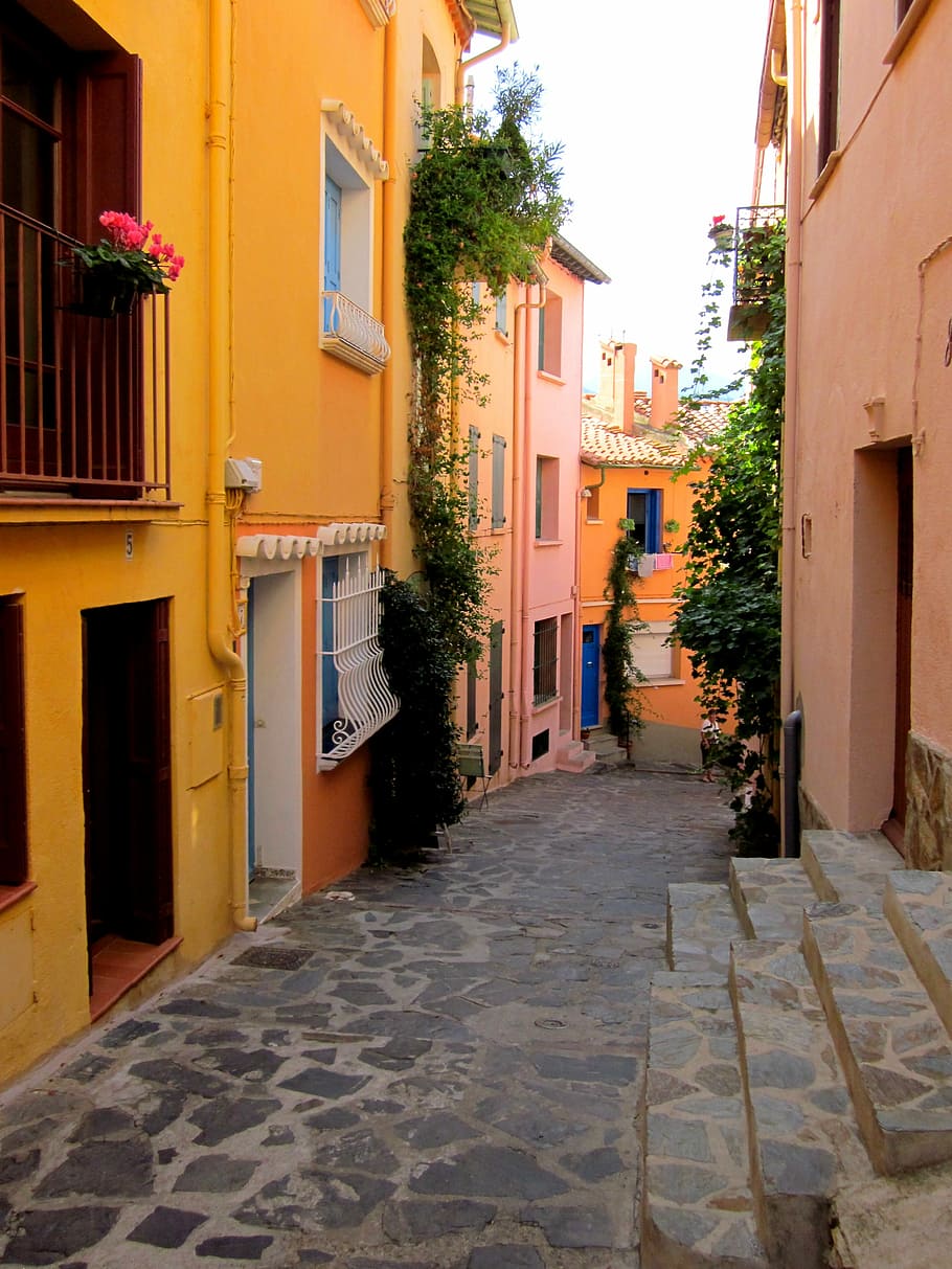 Street, Collioure, Pyrénées-Orientales, france, architecture