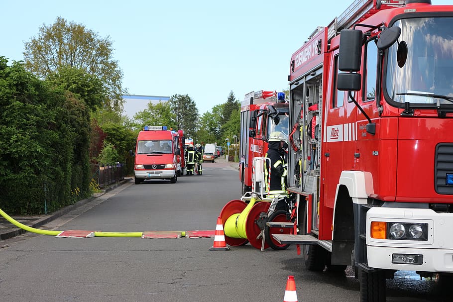 fire truck, use, technology, fire fighting, delete, red, equipment HD wallpaper
