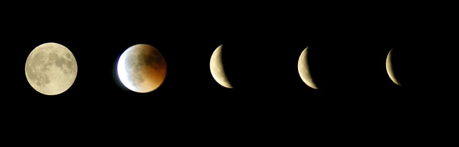 photo of moon eclipes illustration, lunar eclipse, full moon HD wallpaper
