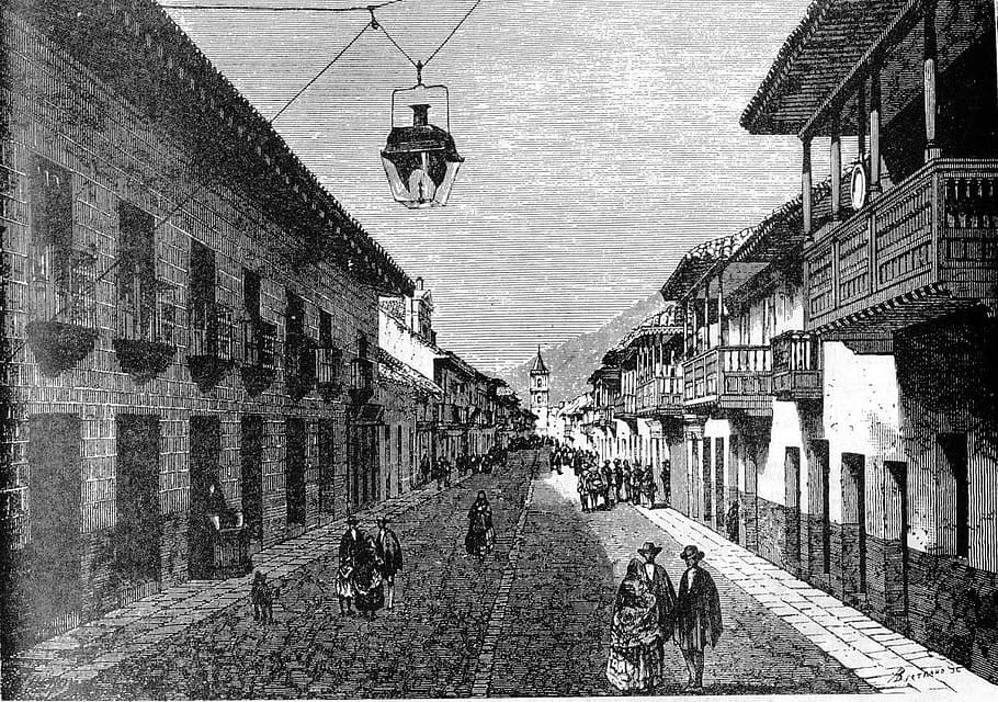 Royal Street now know as Seventh Avenue in Bogota Colombia, drawing