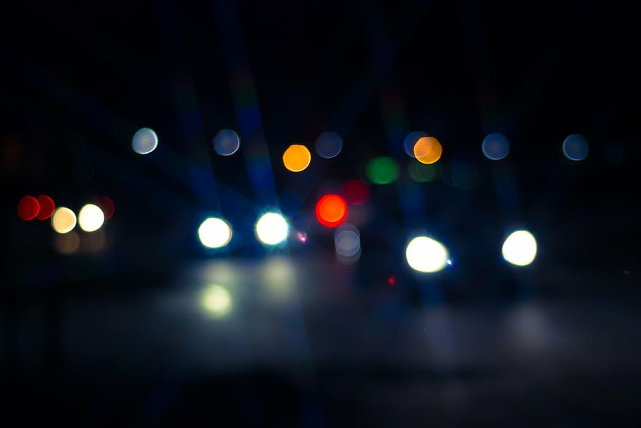 blurred, bokeh, dark, lights, night, defocused, abstract, backgrounds HD wallpaper