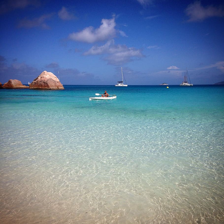Seychelles, Praslin, Anse Lazio, sea, beach, turquoise colored, HD wallpaper