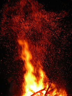 Flame, Air, Fire, Wind, Wood, Burn, bonfire, firewood, fireplace HD wallpaper