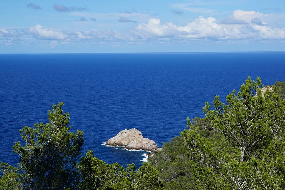 Ibiza, Sea, Island, Water, Rock, Holiday, view, mediterranean, HD wallpaper
