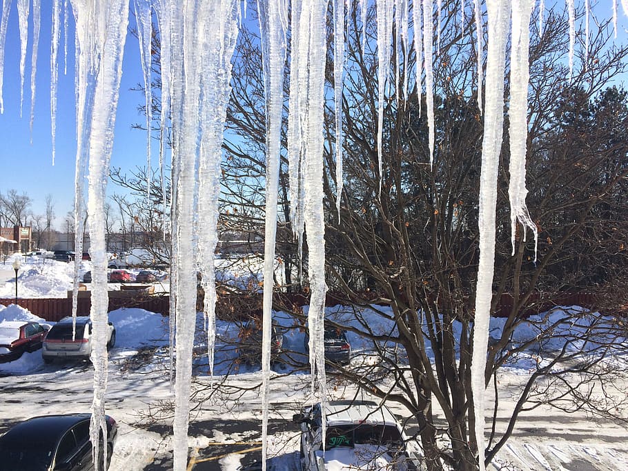 winter, icicle, cold, ice, snow, white, blue, icy, frozen, clear HD wallpaper