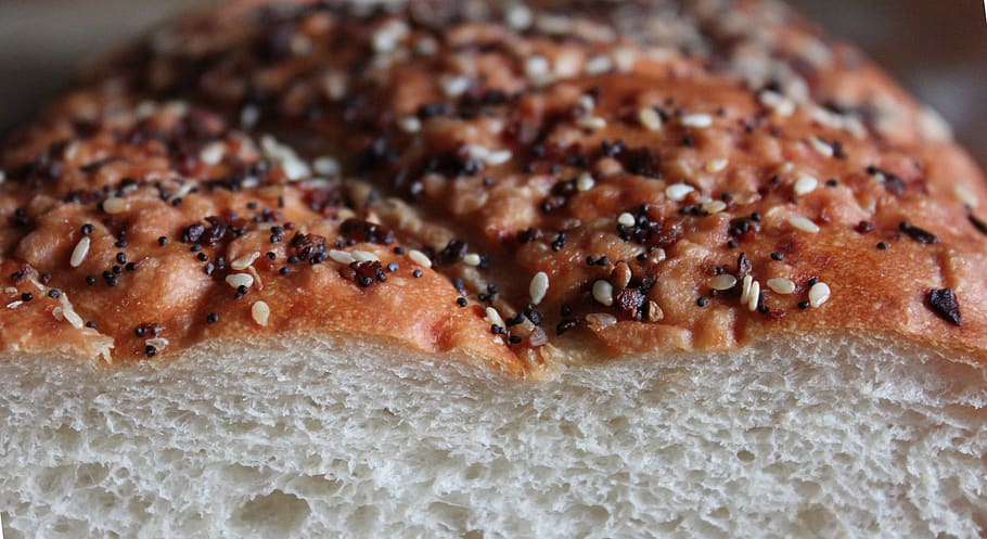 bread, bakery, sesame seed, poppy seed, encrusted, health, salt, HD wallpaper