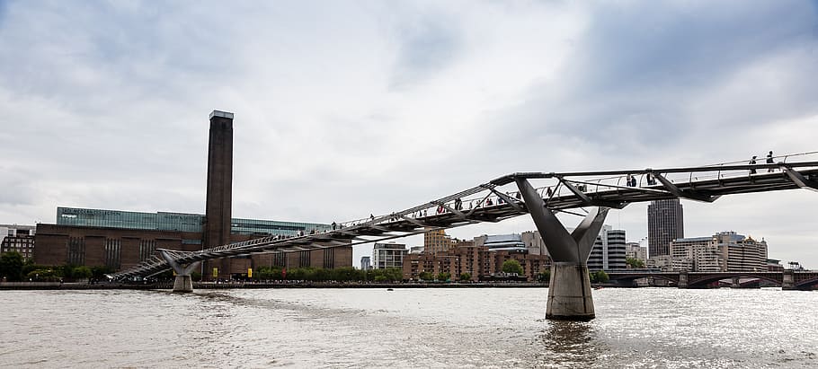 bridge, river, thames, millennium, sky, city, water, architecture HD wallpaper