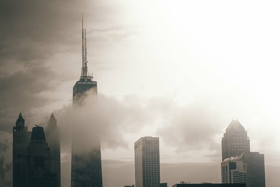 tower building surrounded by cloud, architecture, infrastructure HD wallpaper